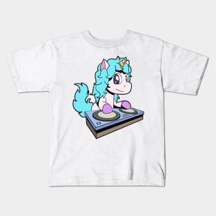 Cartoon Einhorn DJ at Turntable Kids T-Shirt